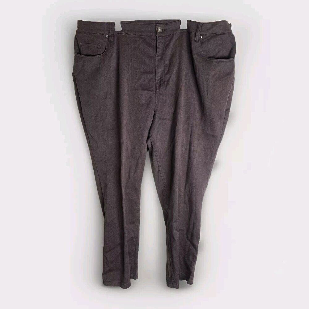 Catherines Pants Plus Size 32W Straight Leg High Rise Elastic Waist Brown NEW